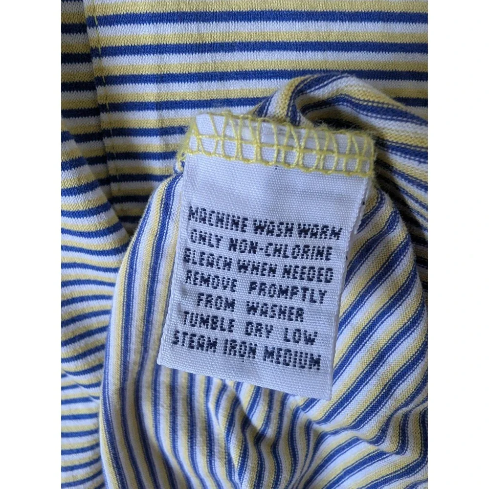 Polo Ralph Lauren Polo Mens XXL Blue Yellow Striped Pima Cotton Pocket Shirt